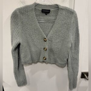 Cotton Candy Soft Gray Cardigan with Button Detail
